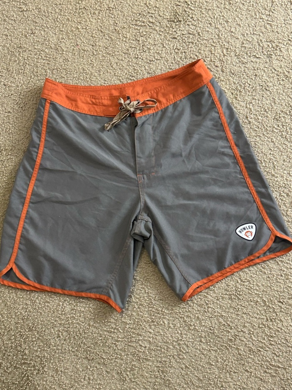 Howler Bros Board Shorts Men's 31 Gray Orange Drawstring Swim Pockets Stretch - Picture 9 of 9